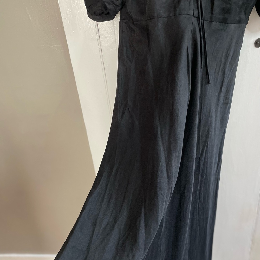 Banana Republic Black Linen Blend Midi Dress Size 8 New with Tags - Picture 9 of 12